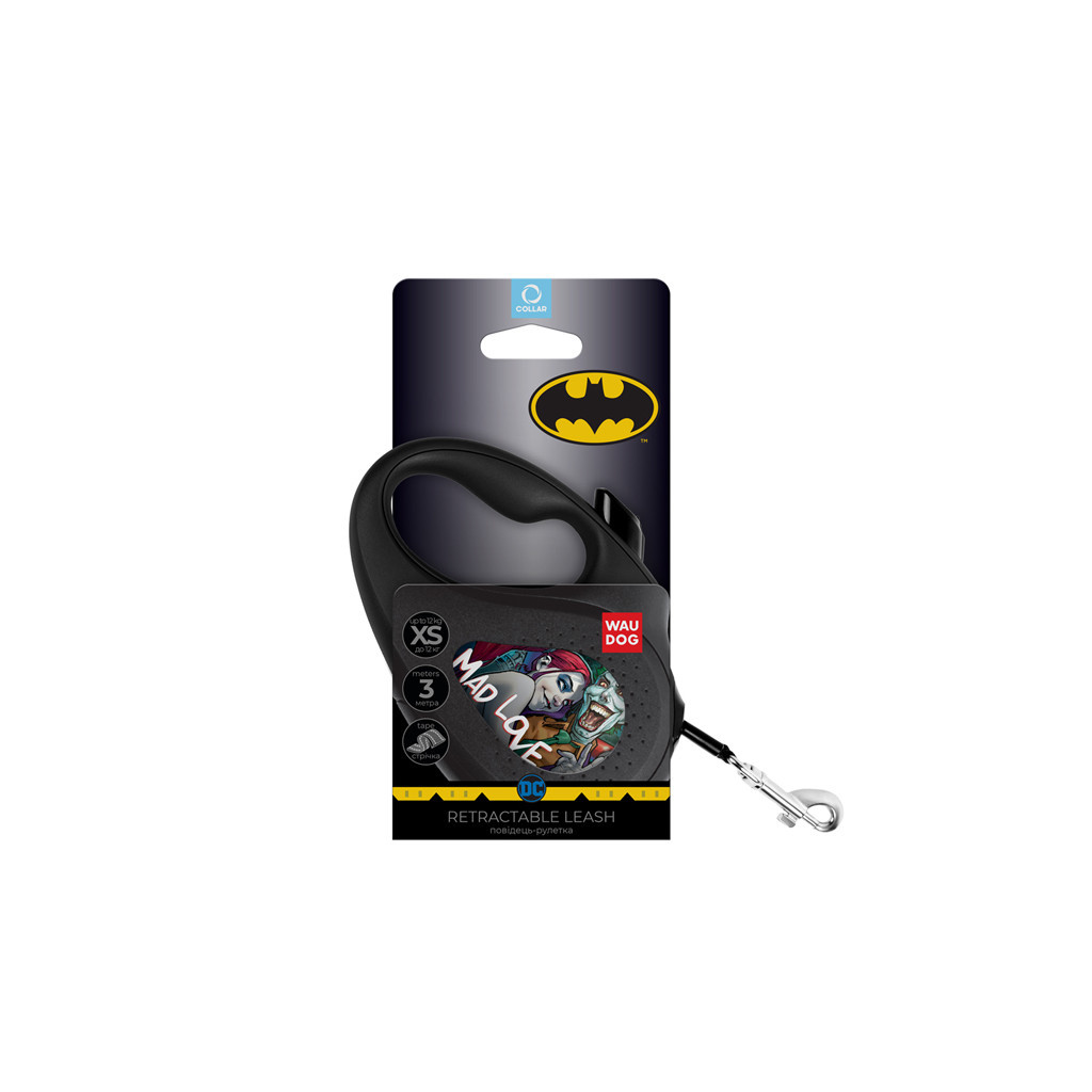 Повідець для собак WAUDOG R-leash "Божевільне кохання" світловідбивна стрічка XS до 12 кг 3 м чорний (8123-1013-01) - зображення 2