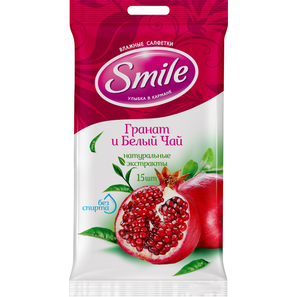 Вологі серветки Smile Daily Гранат і білий чай 15 шт. (4820048481977) - изображение 1