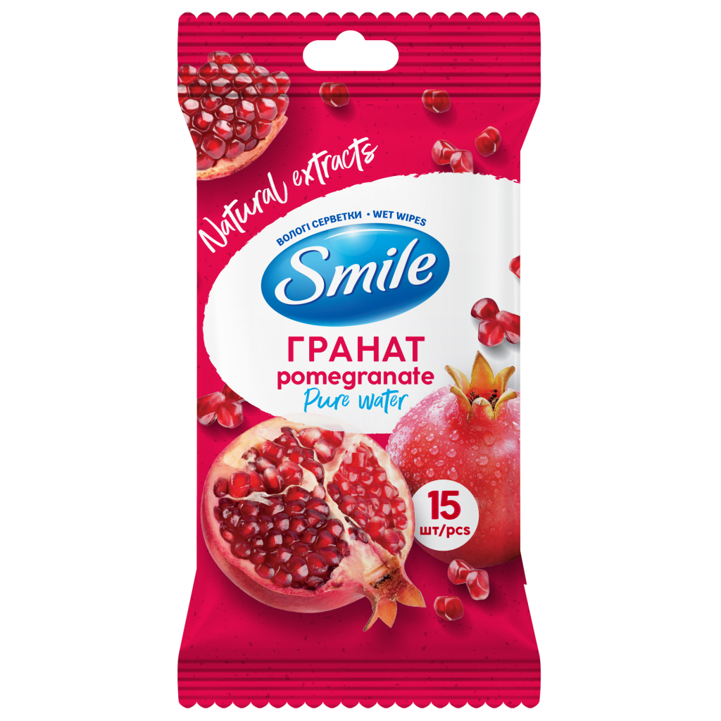 Вологі серветки Smile Daily Гранат 15 шт. (4820048481977) - зображення 1