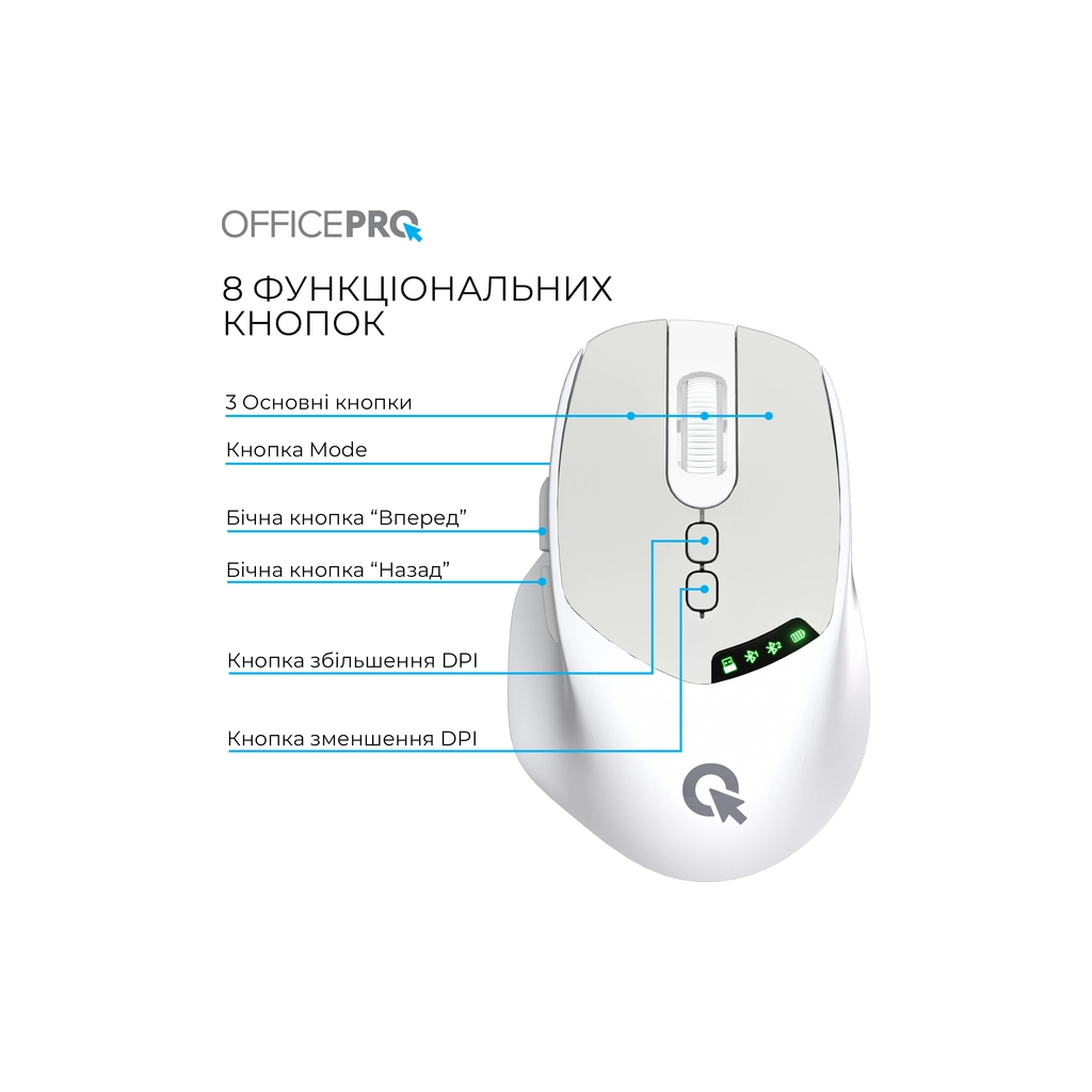 Мишка OfficePro M520W Wireless/Bluetooth White (M520W) - зображення 5