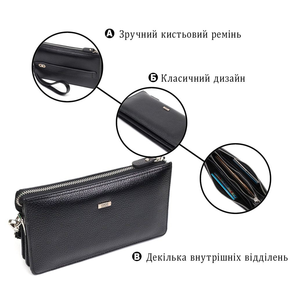 Гаманець Bond Accessories На два відділення з натуральної шкіри флотар Чорна (22047) - зображення 4