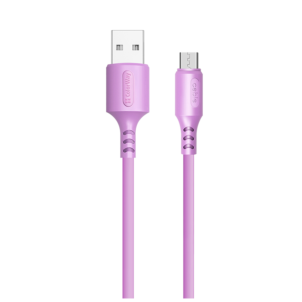 Дата кабель USB 2.0 AM to Micro 5P 1.0m soft silicone violet ColorWay (CW-CBUM044-PU) - зображення 1