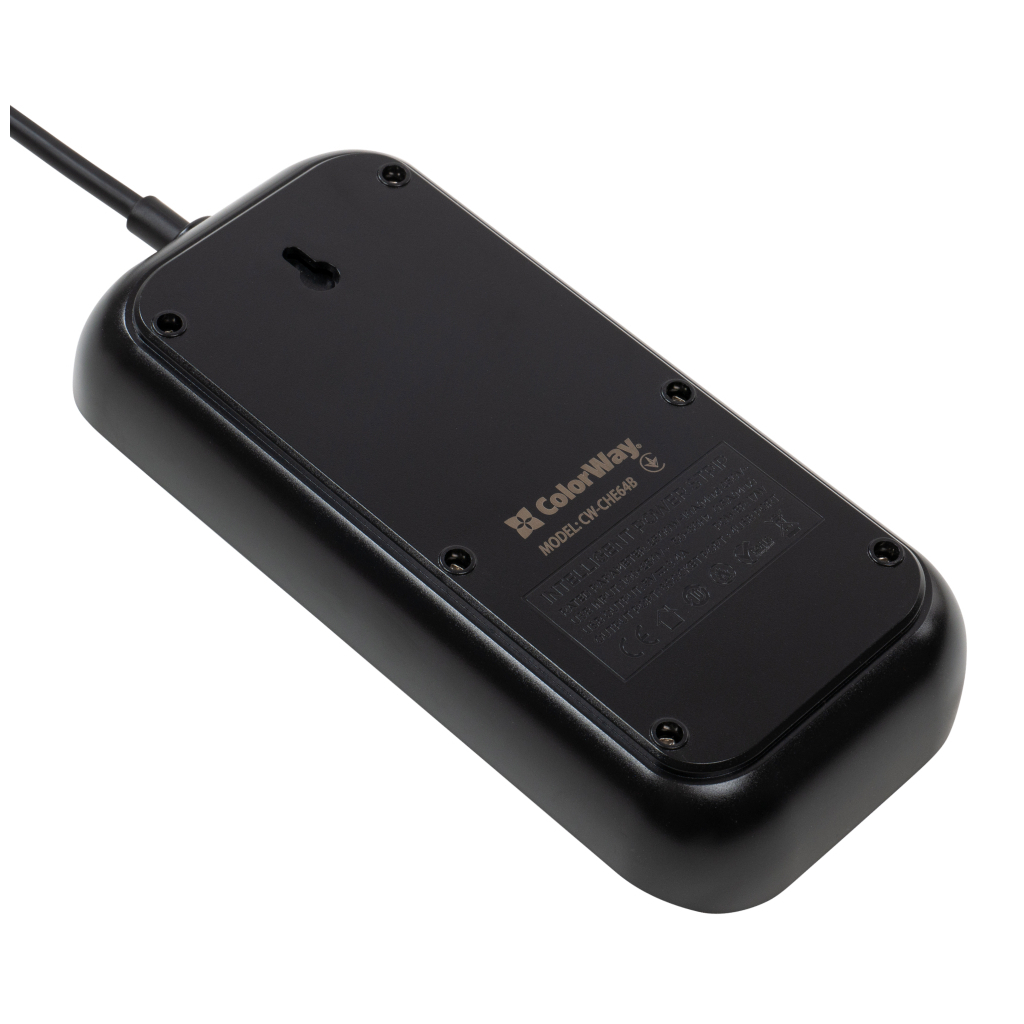 Мережевий фільтр живлення ColorWay CW-CHE64B, 6 розеток/4USB Black (CW-CHE64B) - зображення 5