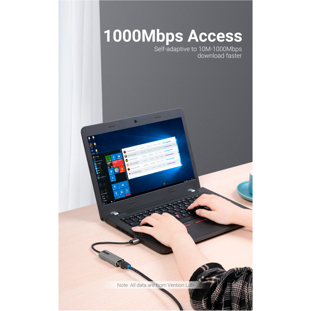 Перехідник USB 3.0 to Ethernet RJ45 1000Mb Aluminum black Vention (CEWHB) - изображение 5