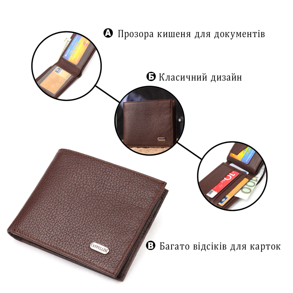 Гаманець Canpellini З натуральної шкіри Флотар Коричневий (21586) - зображення 4