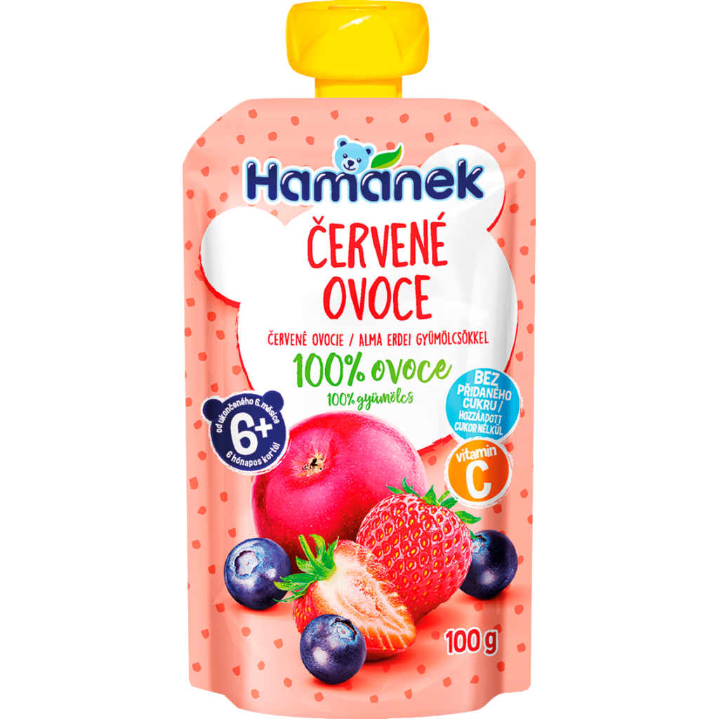 Дитяче пюре Hamanek із яблук, полуниці та чорниці 100 г (1215913) - зображення 1