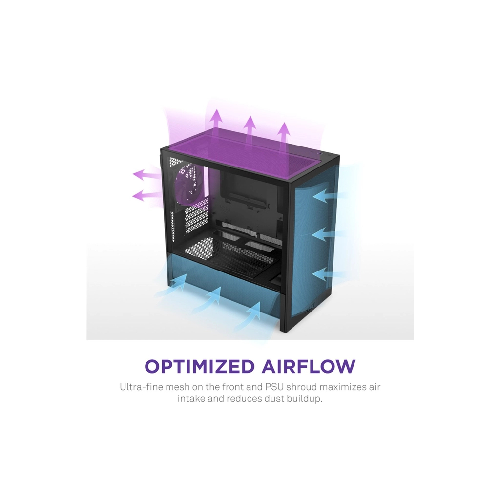 Корпус для ПК NZXT H3 Flow All Black (CC-H31FB-01) - зображення 6