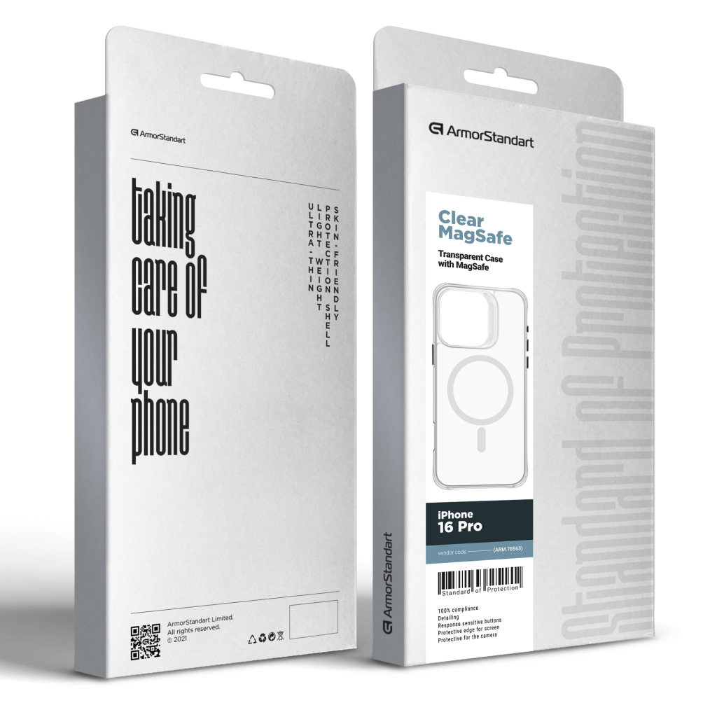 Чохол до мобільного телефона Armorstandart Clear Magsafe Apple iPhone 16 Pro Tansparent (ARM78563) - зображення 2