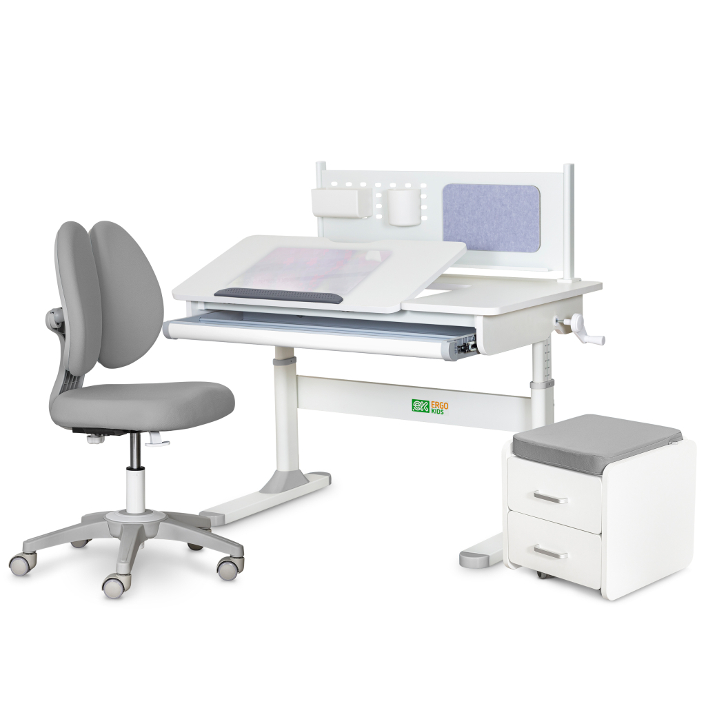 Парта з кріслом ErgoKids (L) Grey + тумба (TH-325 + Y-412 Lite + BD C3 _GREY) - зображення 1
