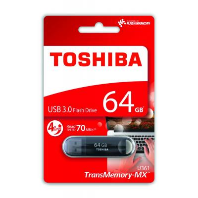 USB флеш накопичувач Toshiba 64GB Suzaku Black USB 3.0 (THN-U361K0640M4) - зображення 3