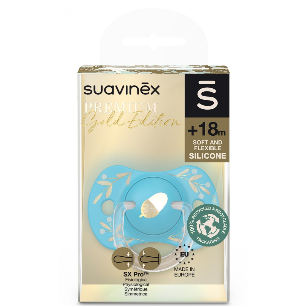 Пустушка Suavinex Gold Edition фізіологічна, +18 міс. блакитна (307862) - зображення 3