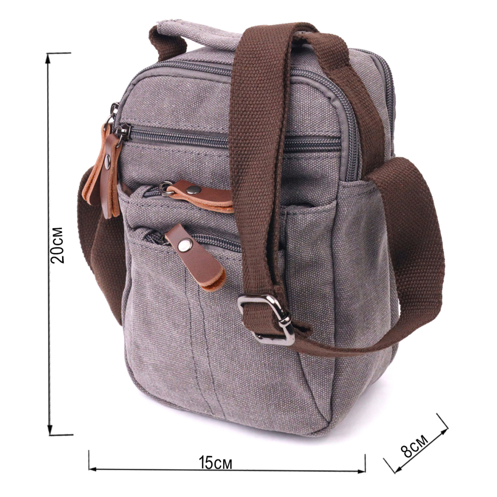 Сумка Vintage Чоловіча з текстилю Сіра (21244) - зображення 3