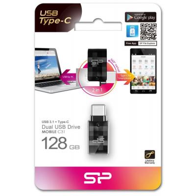 USB флеш накопичувач Silicon Power 128GB C31 Silver USB 3.1/Type C (SP128GBUC3C31V1K) - зображення 4