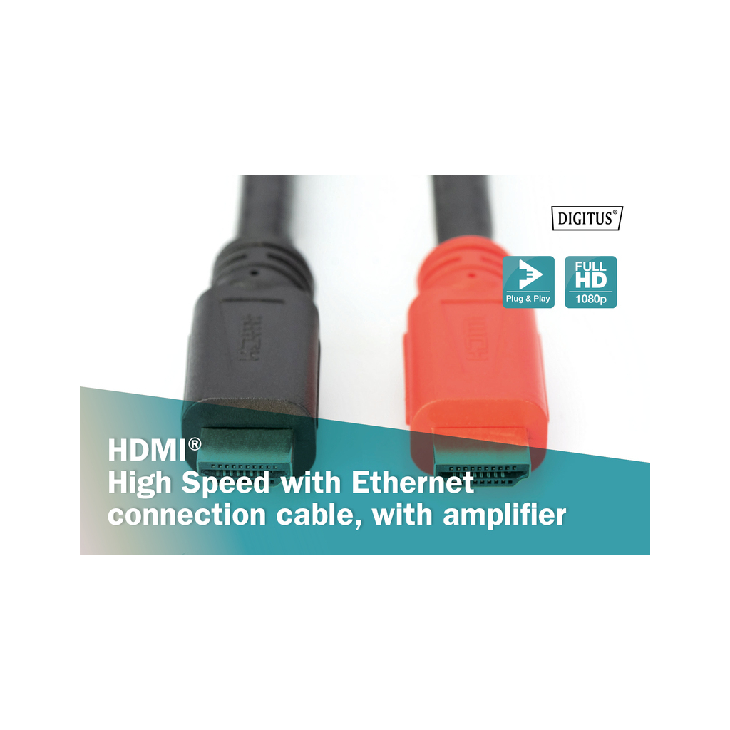 Кабель мультимедійний HDMI to HDMI 10.0m UHD 4K Amplifier Digitus (AK-330118-100-S) - изображение 6