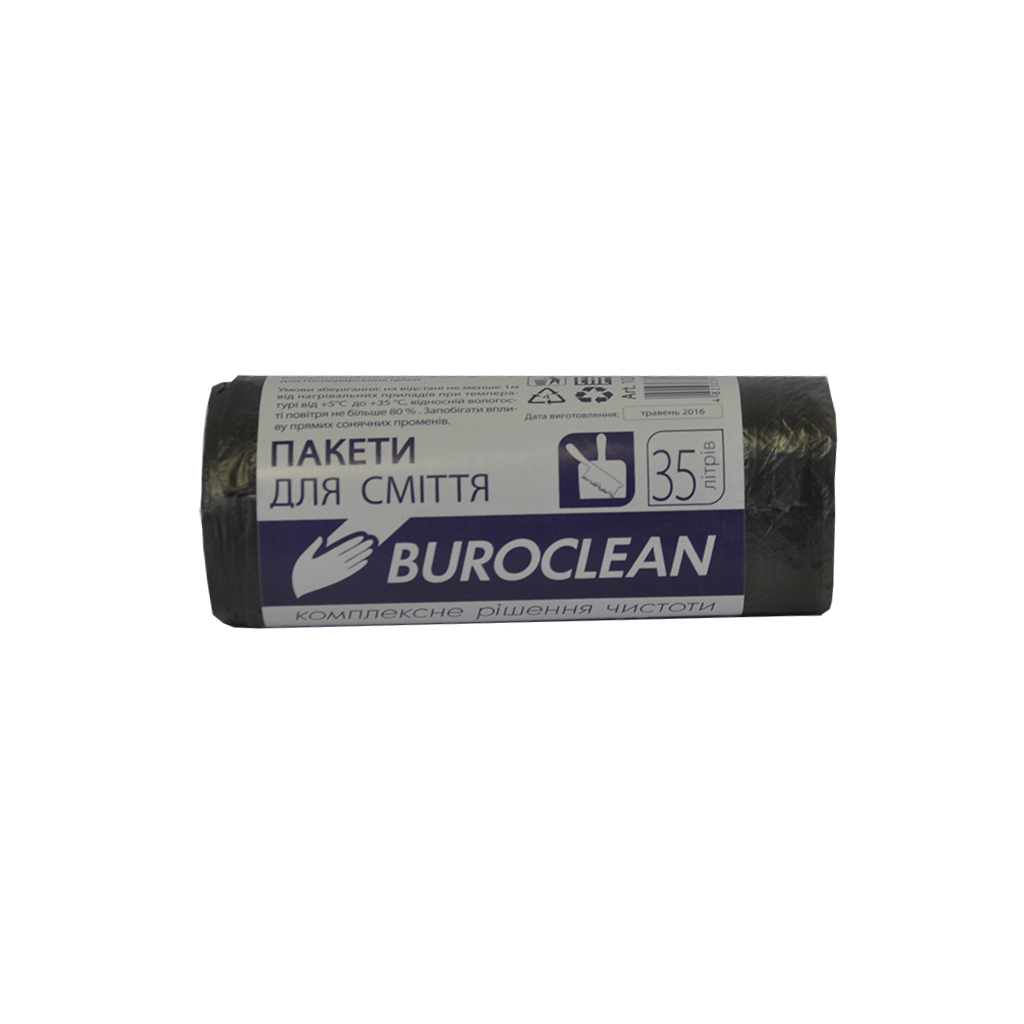Пакети для сміття Buroclean чорні 35 л 30 шт. (4823078910608) - зображення 1