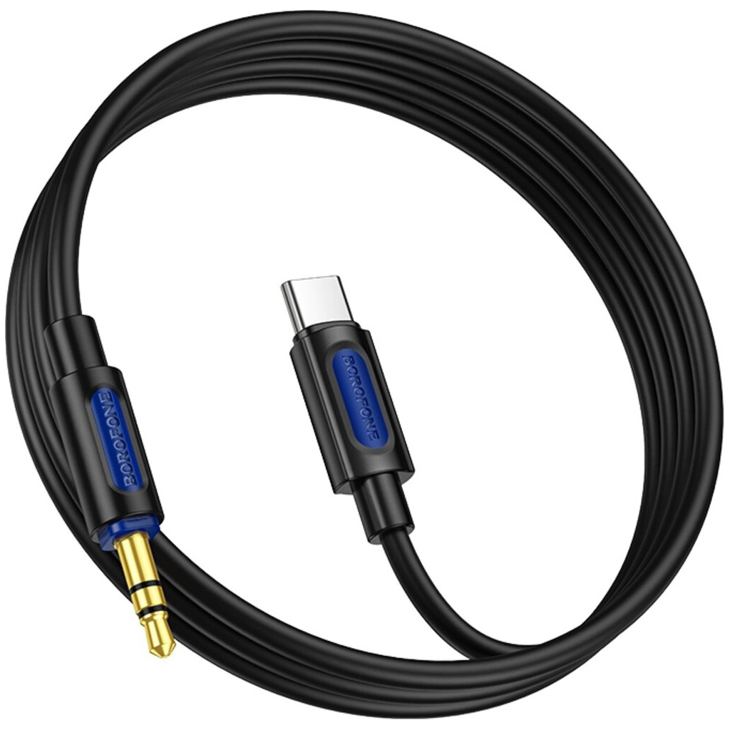 Кабель мультимедійний USB-C to 3.5mm M 1.0m silicone black BOROFONE (6941991114410) - зображення 2