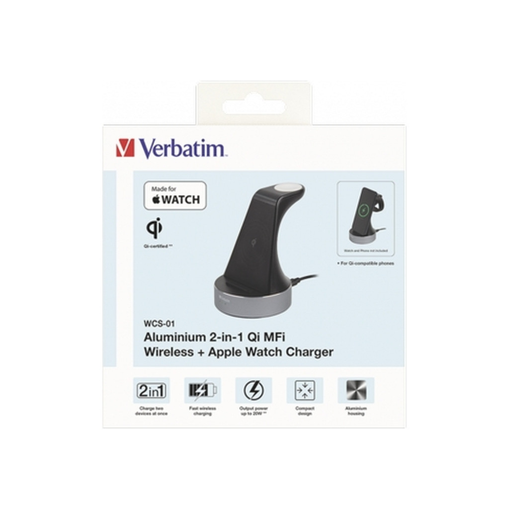 Зарядний пристрій Verbatim 2in1 Apple Watch and iPhone Charging Stand (49555) - изображение 11