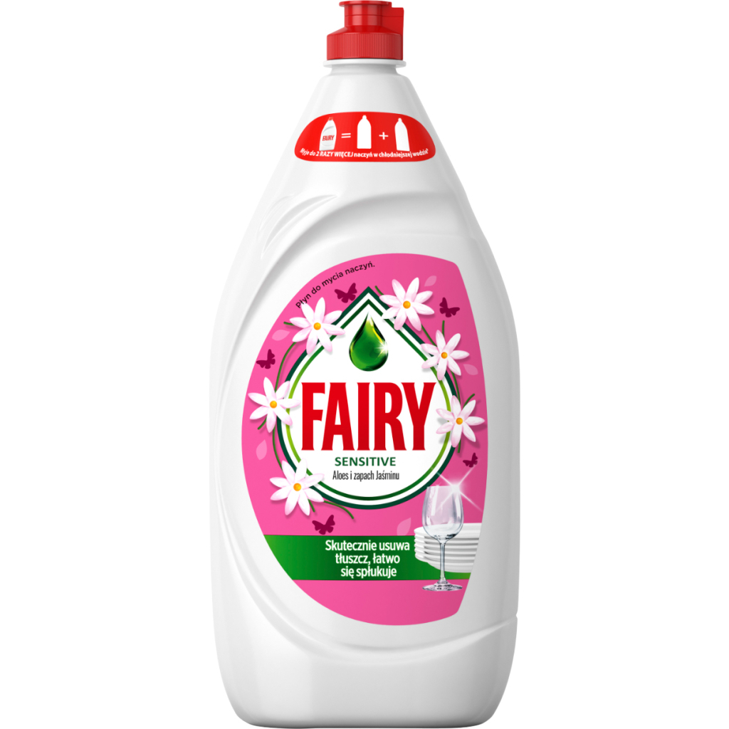Засіб для ручного миття посуду Fairy Sensitive Алое вера та жасмин 1.35 л (8700216844086) - зображення 1