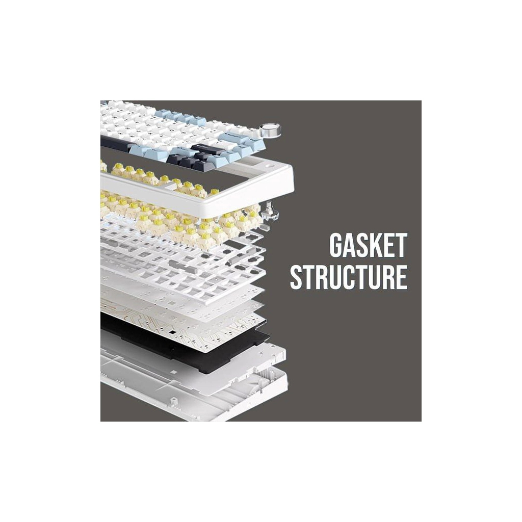 Клавіатура Aula F75 Gasket Greywood V3 switch Hot-Swap PBT Wireless/Bluetooth/USB White (6948391208640) - зображення 7