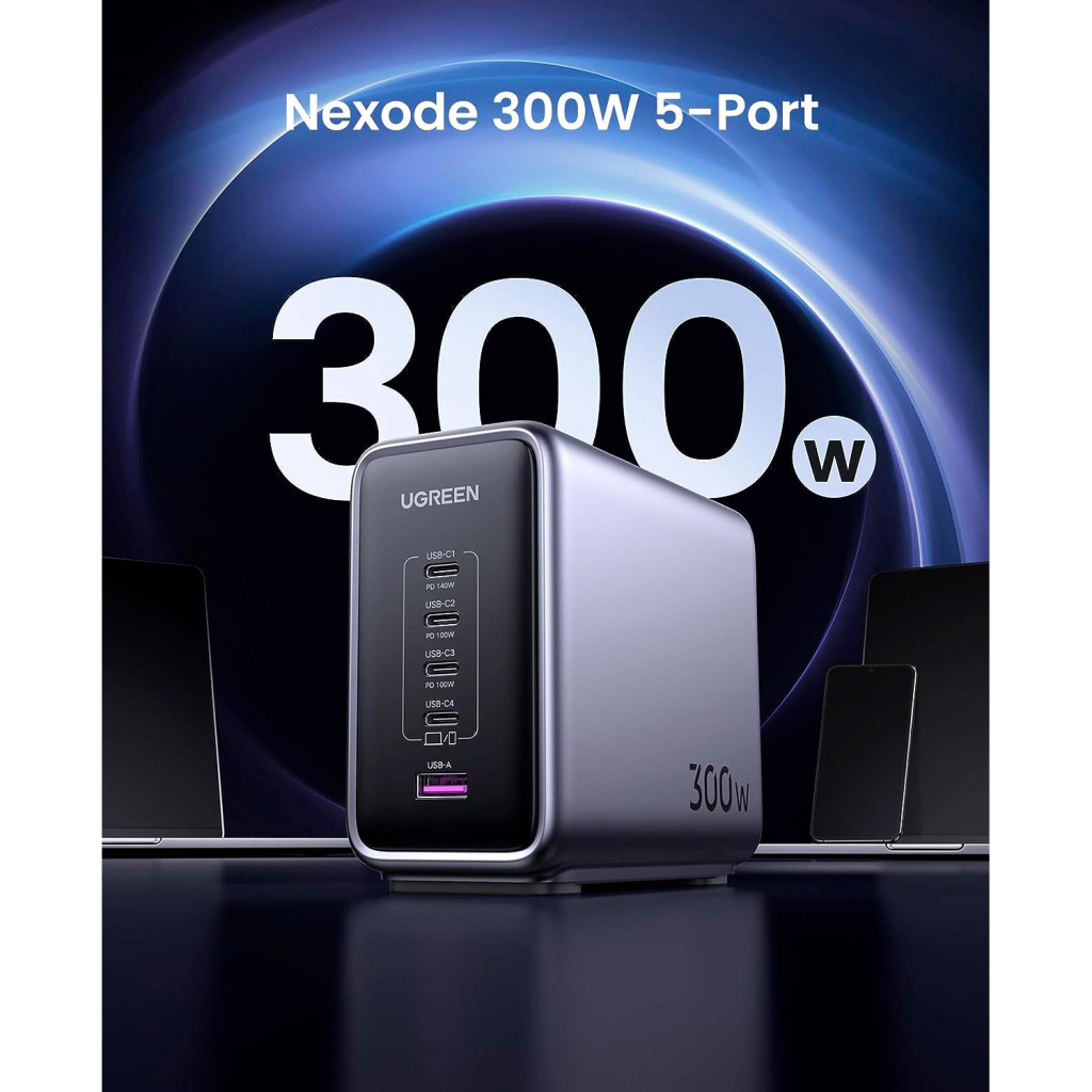 Зарядний пристрій Ugreen 5xUSB 300W Nexode (5хUSB-C) CD333 (90903B) - зображення 2