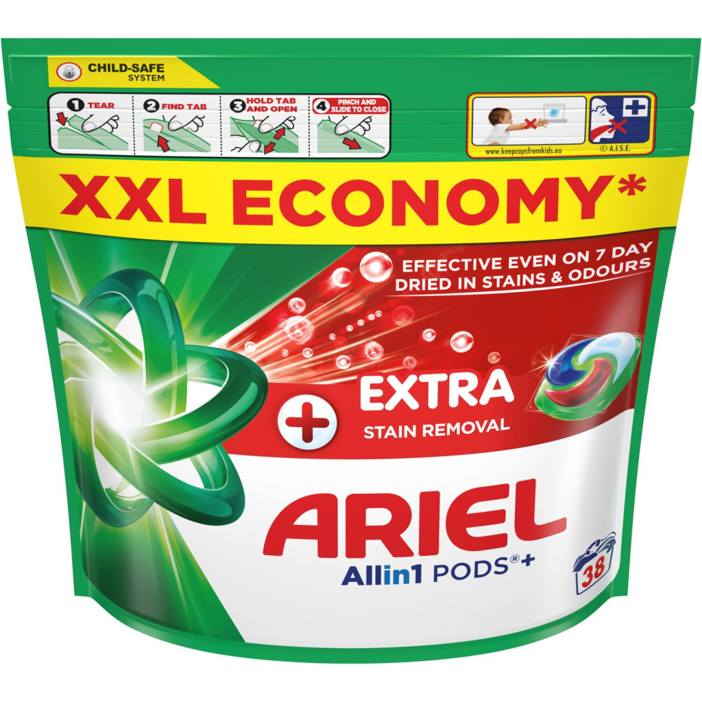 Капсули для прання Ariel Pods+ All-in-1 Extra Stain Removal Екстрасила виведення плям 38 шт. (8700216764254) - изображение 2