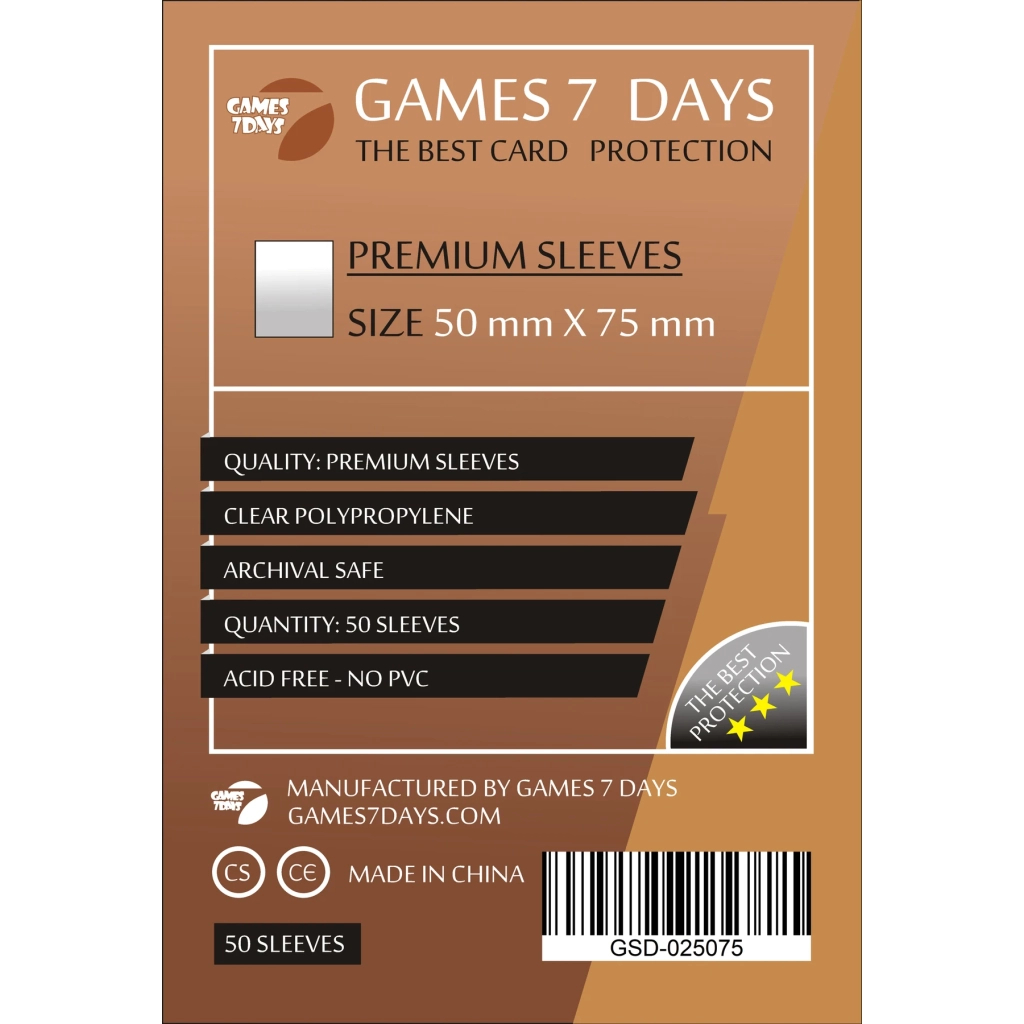 Протектор для карт Games 7 Days 50 х 75 мм, 50 шт (PREMIUM) (GSD-025075) - изображение 1