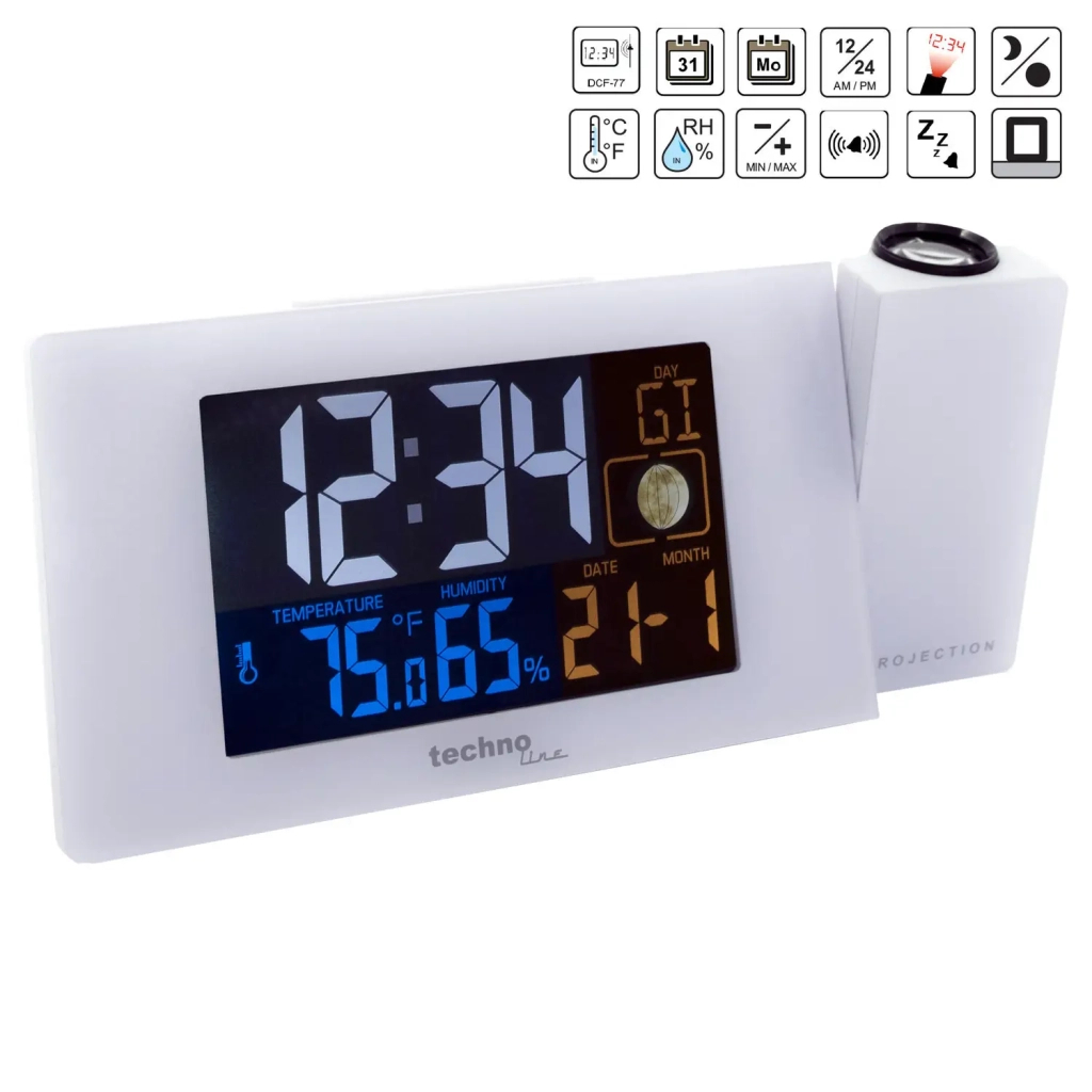 Настільний годинник Technoline WT537 проекційний White (DAS301197) - зображення 5