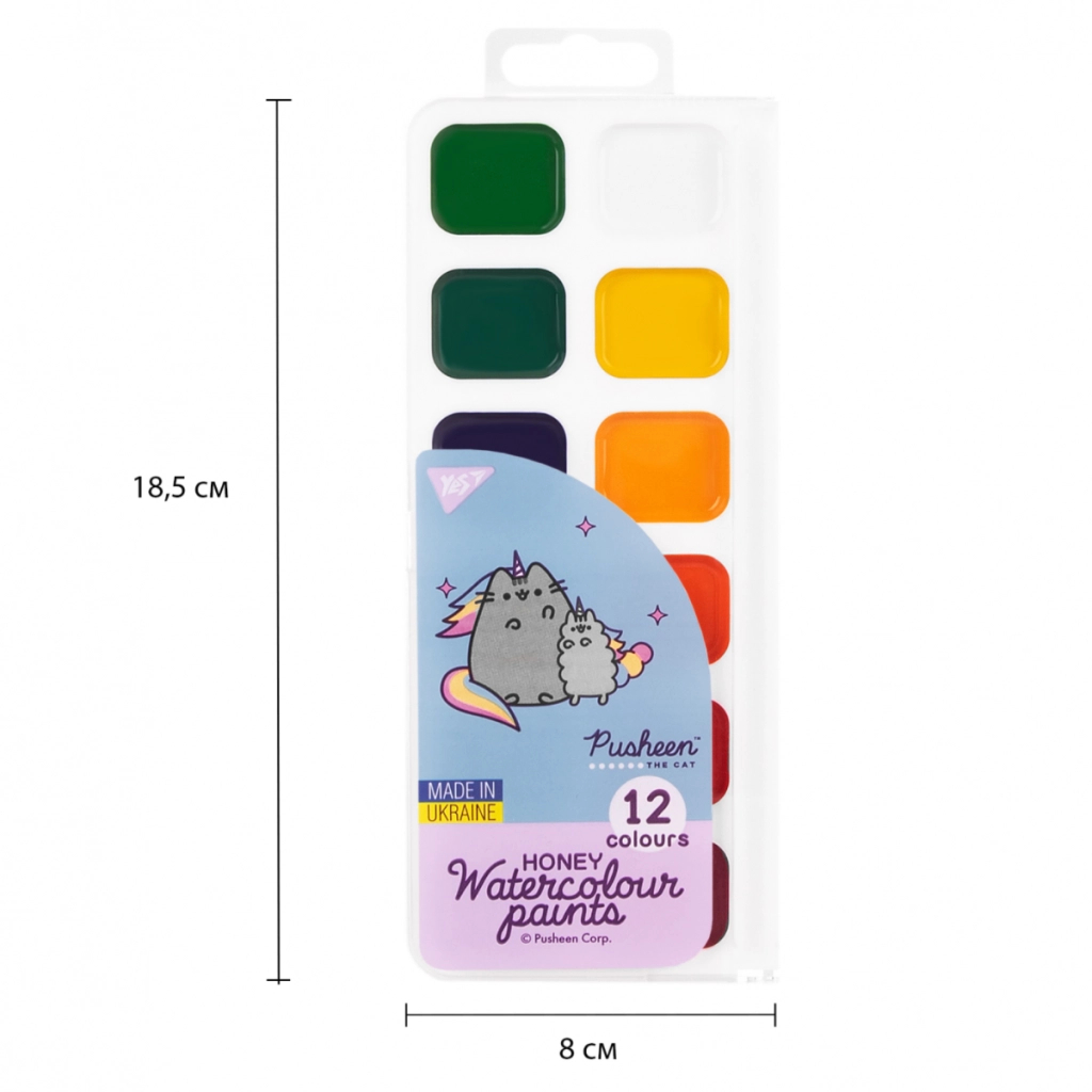Акварельні фарби Yes Pusheen 12 кольорів медові б/п (110275) - зображення 6