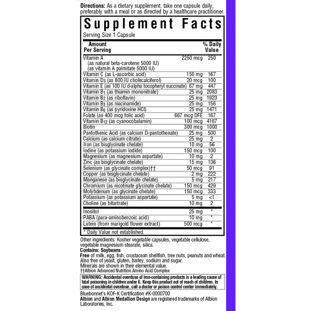 Мультивітамін Bluebonnet Nutrition Мультивітаміни з залізом, MultiONE, 30 гелевих капсул (BLB0126) - зображення 2