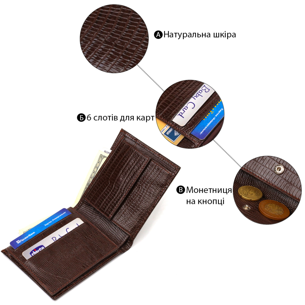Портмоне Canpellini З натуральної шкіри Коричневе (21785) - зображення 4