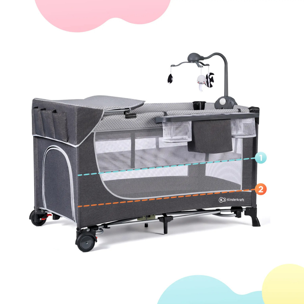 Дитячий манеж Kinderkraft кровать Leody с пеленатором Grey (5902533917952) - зображення 12