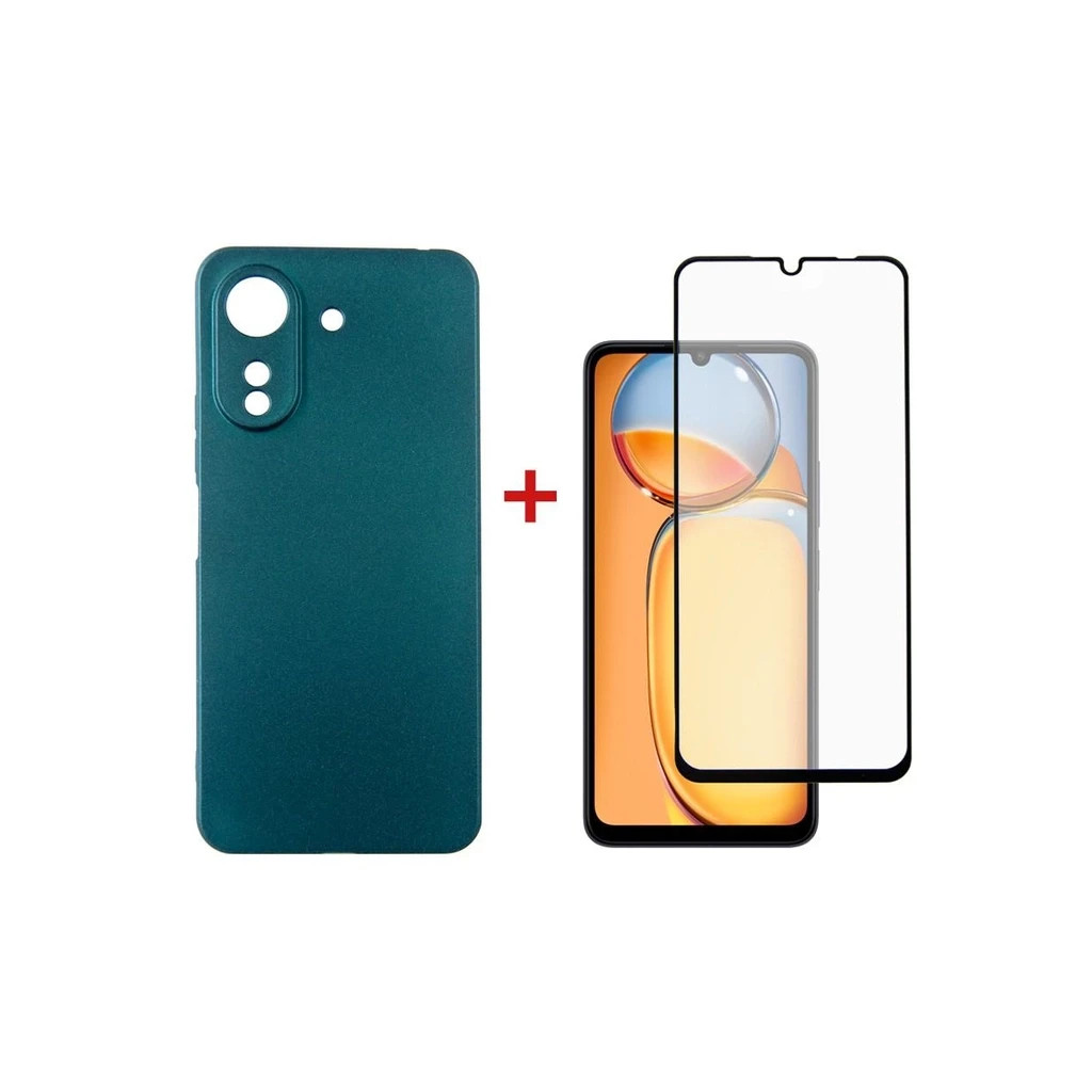 Чохол до мобільного телефона Dengos Kit for Xiaomi Redmi 13C case + glass (Green) (DG-KM-54) - зображення 1