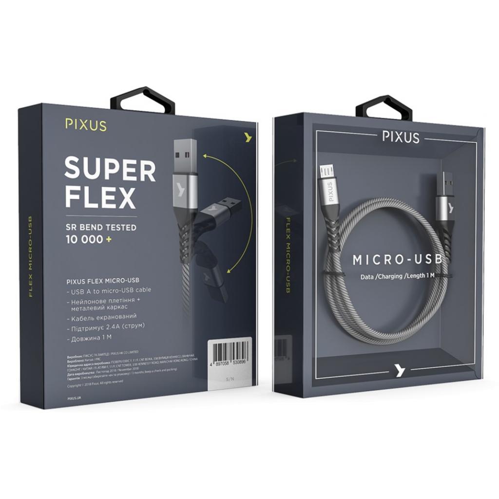 Дата кабель USB 2.0 AM to Micro 5P 1.0m Flex Gray Pixus (4897058531145) - зображення 6