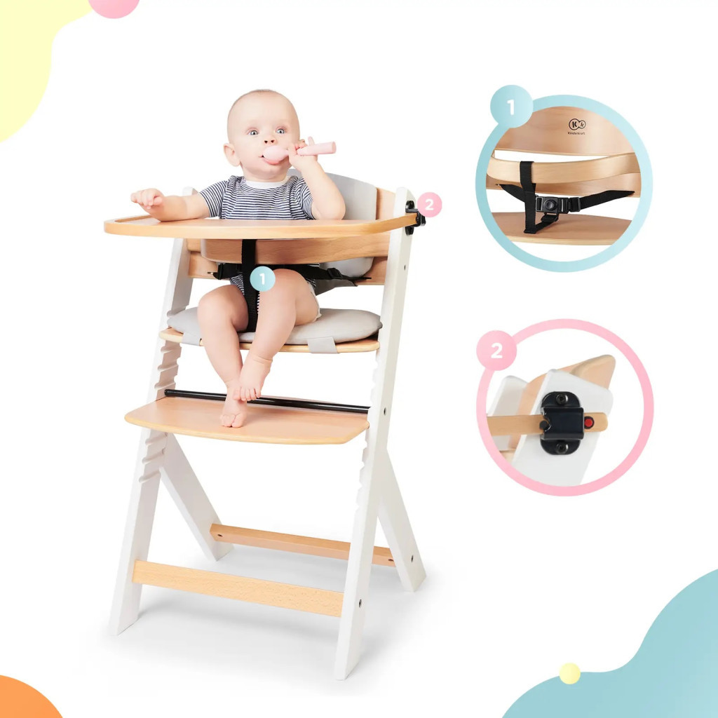 Стілець для годування Kinderkraft Enock White Wood з подушкою (5902533917242) - зображення 12