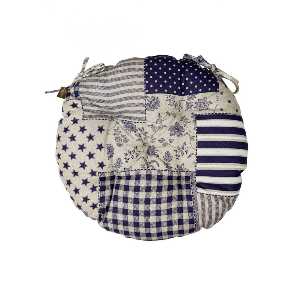 Подушка на стілець Прованс Печворк синій Господиня D-40 см (4823093451209) - зображення 1