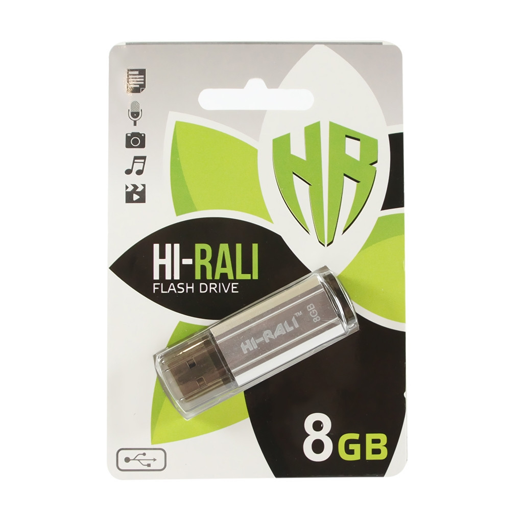 USB флеш накопичувач Hi-Rali 8GB Stark Series Silver USB 2.0 (HI-8GBSTSL) - зображення 1