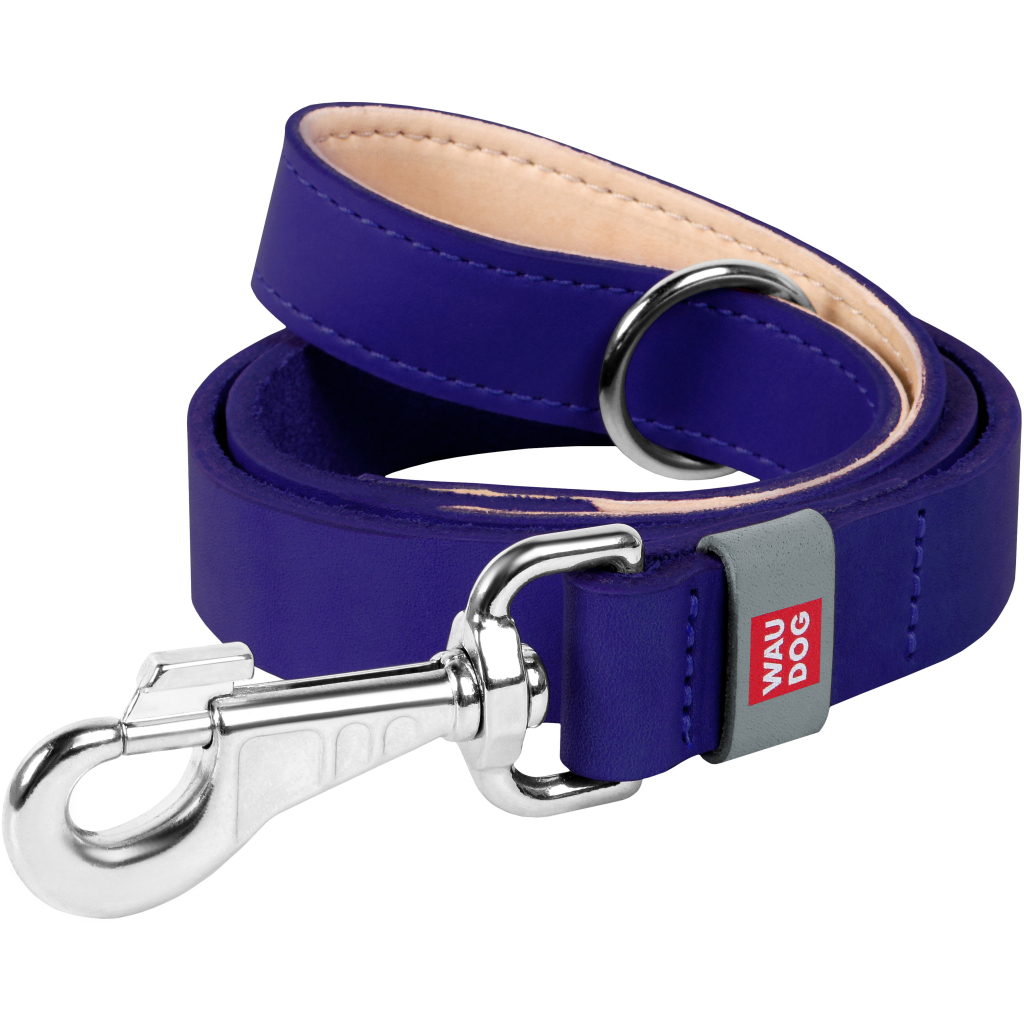 Повідець для собак WAUDOG Classic шкіряний Ш 14 мм Д 122 см фіолетовий (08139) - зображення 1