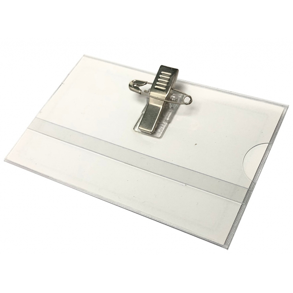 Бейдж H-Tone горизонтальний з кліпом та шпилькою, 35 мкм, уп. 50 шт (BADGE-HT-JJ41305) - зображення 1