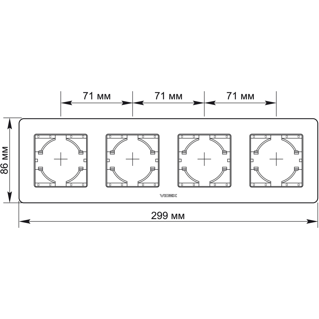Рамка Videx BINERA біле скло 4 поста (VF-BNFRG4H-W) - зображення 3