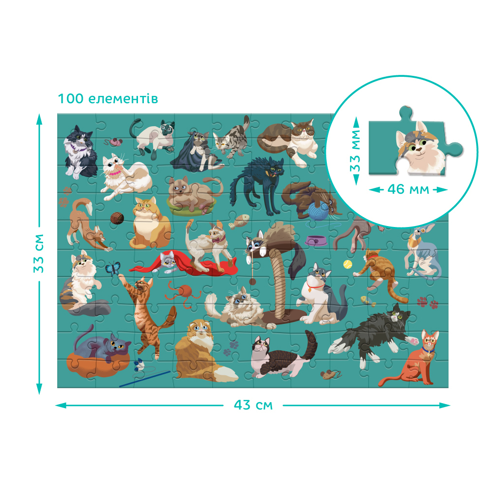 Пазл DoDo Кумедні коти, 100 елементів (300626) - зображення 5