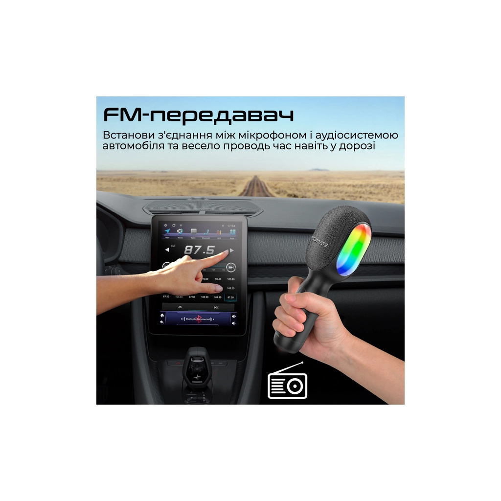 Мікрофон Promate VocalMic Bluetooth 2 x AUX LED Black (vocalmic.black) - изображение 8