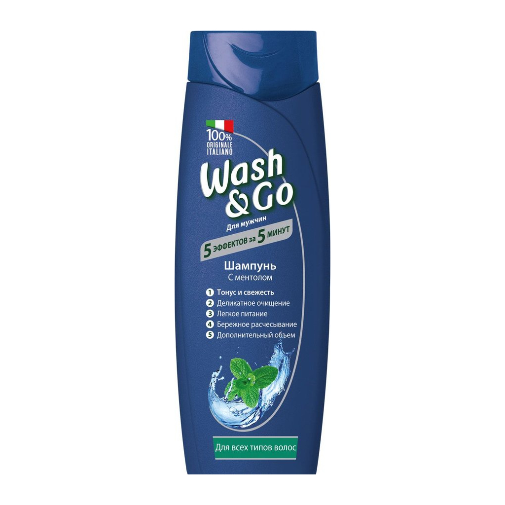 Шампунь Wash&Go з ментолом для всіх типів волосся 400 мл (8008970042251) - зображення 1