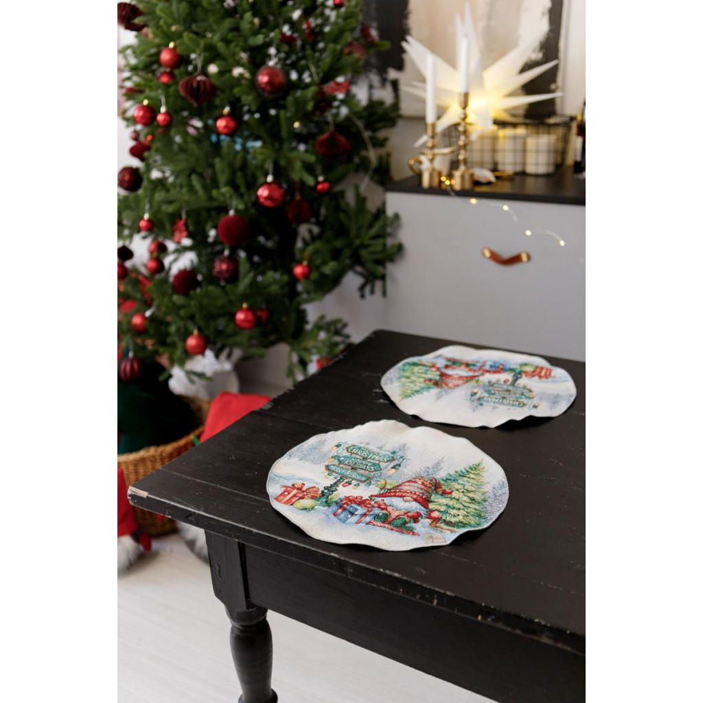 Серветка на стіл Прованс гобеленова Різдвяне багаття D 35 см (036429) - зображення 5
