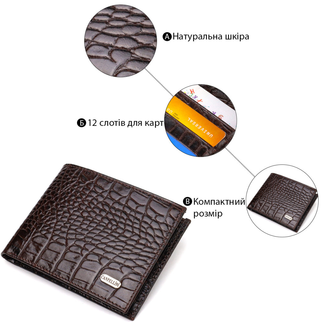 Портмоне Canpellini З натуральної шкіри Коричневе (21870) - зображення 4