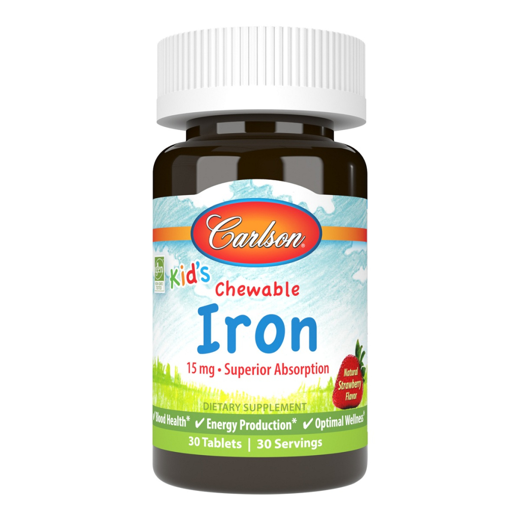 Мінерали Carlson Залізо Дитяче, 15 мг, смак полуниці, Kid's Chewable Iron, 30 жуватий (CL55930) - изображение 1