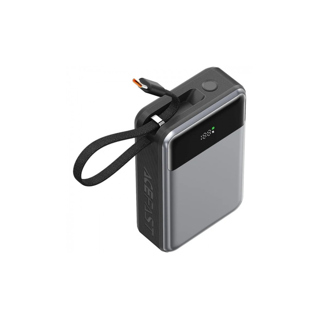 Батарея універсальна Acefast 20000mAh 65W PD, QC/3.0 USB-A+USB-C In/Out,build-in cable M21 Black-Gray (6974316283898) - зображення 3