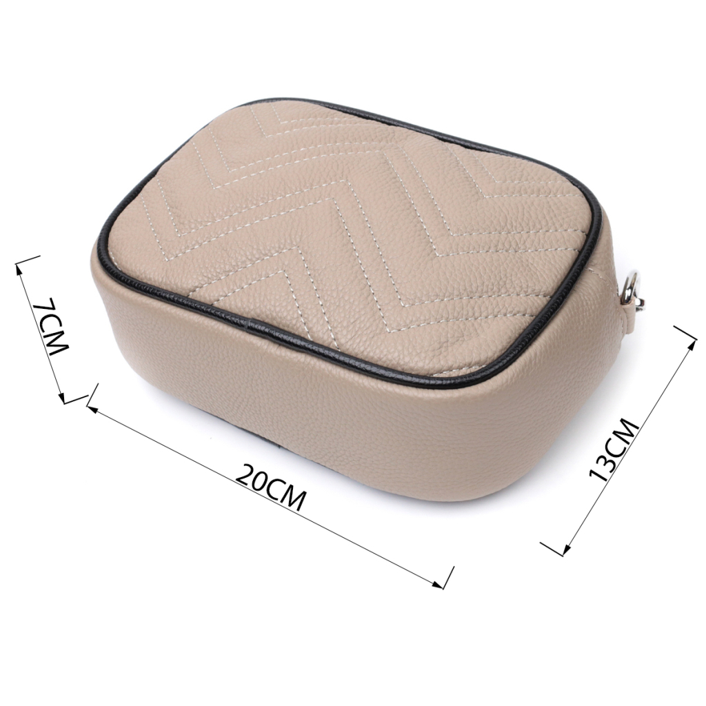 Сумка Vintage Жіноча вечірня на ланцюжку з натуральної шкіри Бежева (22381) - зображення 3