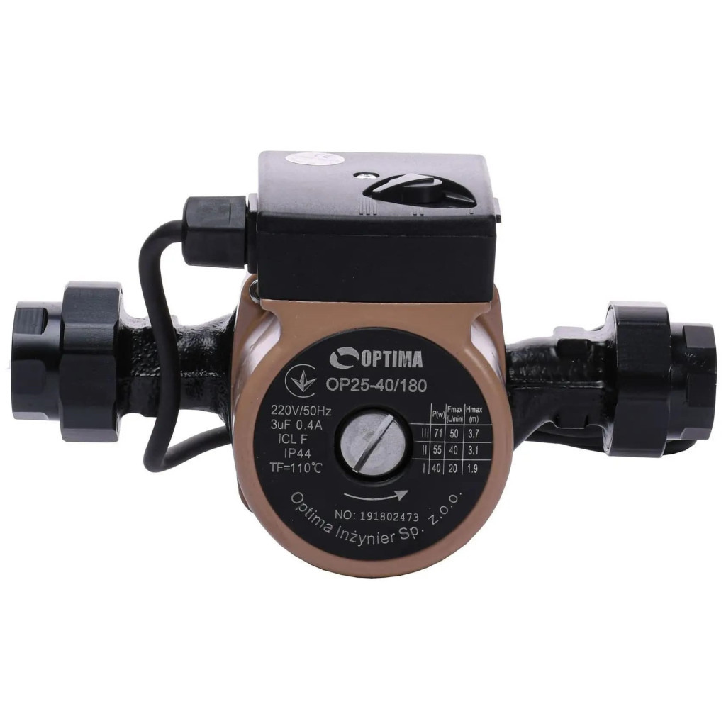 Циркуляційний насос Optima OP25-40-180, G 1 1/4", 10 бар, 180мм, 71Вт, 230В (8120) - зображення 5
