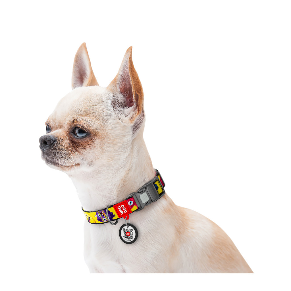 Нашийник для тварин WAUDOG Nylon з QR паспортом "Мохнаті монстри" пластиковий фастекс L (282-4050) - изображение 3