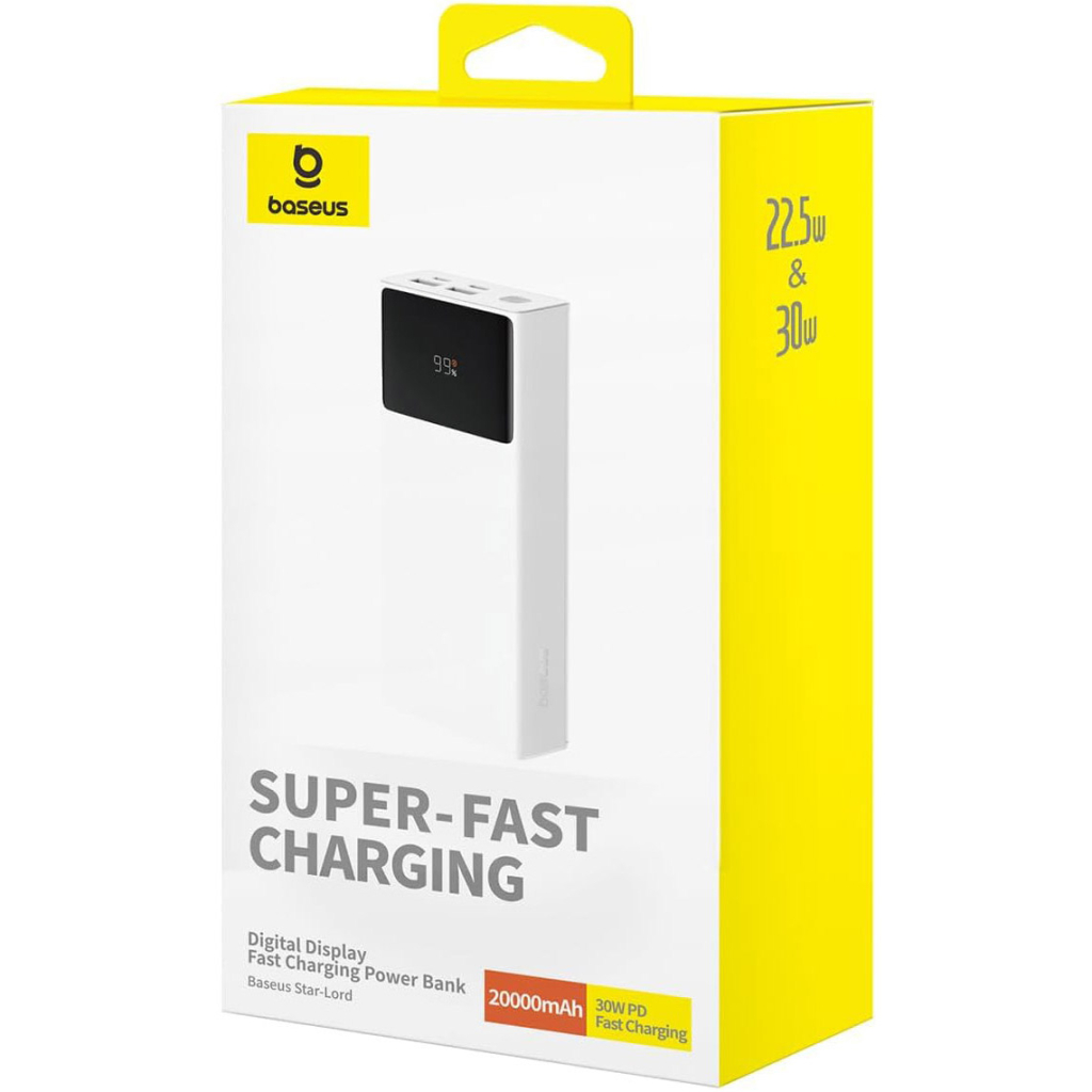 Батарея універсальна Baseus Star-Lord 20000mAh 30W OE, white (P10022904213-00) - зображення 5